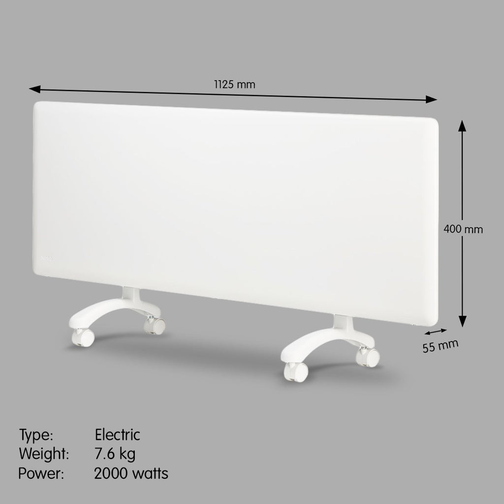 Nobo 2000W NTL4S20-FS40 Electric Panel Heater Thermostat & Castors