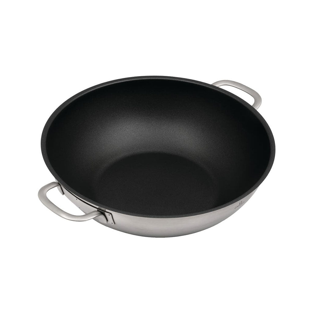 Omega Wok 32cm (Stainless Steel + Non Stick) With Glass Lid