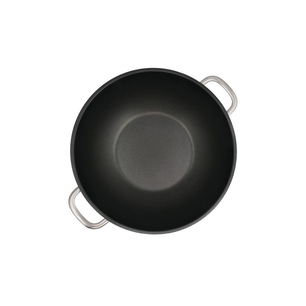 Omega Wok 32cm (Stainless Steel + Non Stick) With Glass Lid