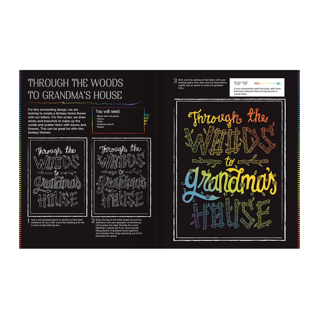 Kaleidoscope Etch Art Creations: Hand Lettering