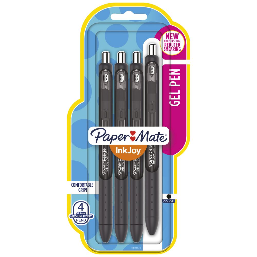 6 Pack x Paper Mate Inkjoy Gel Pens Black 4pc