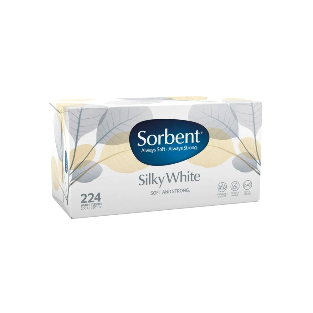 24 Pack x Sorbent Silky White Facial Tissues 224pc