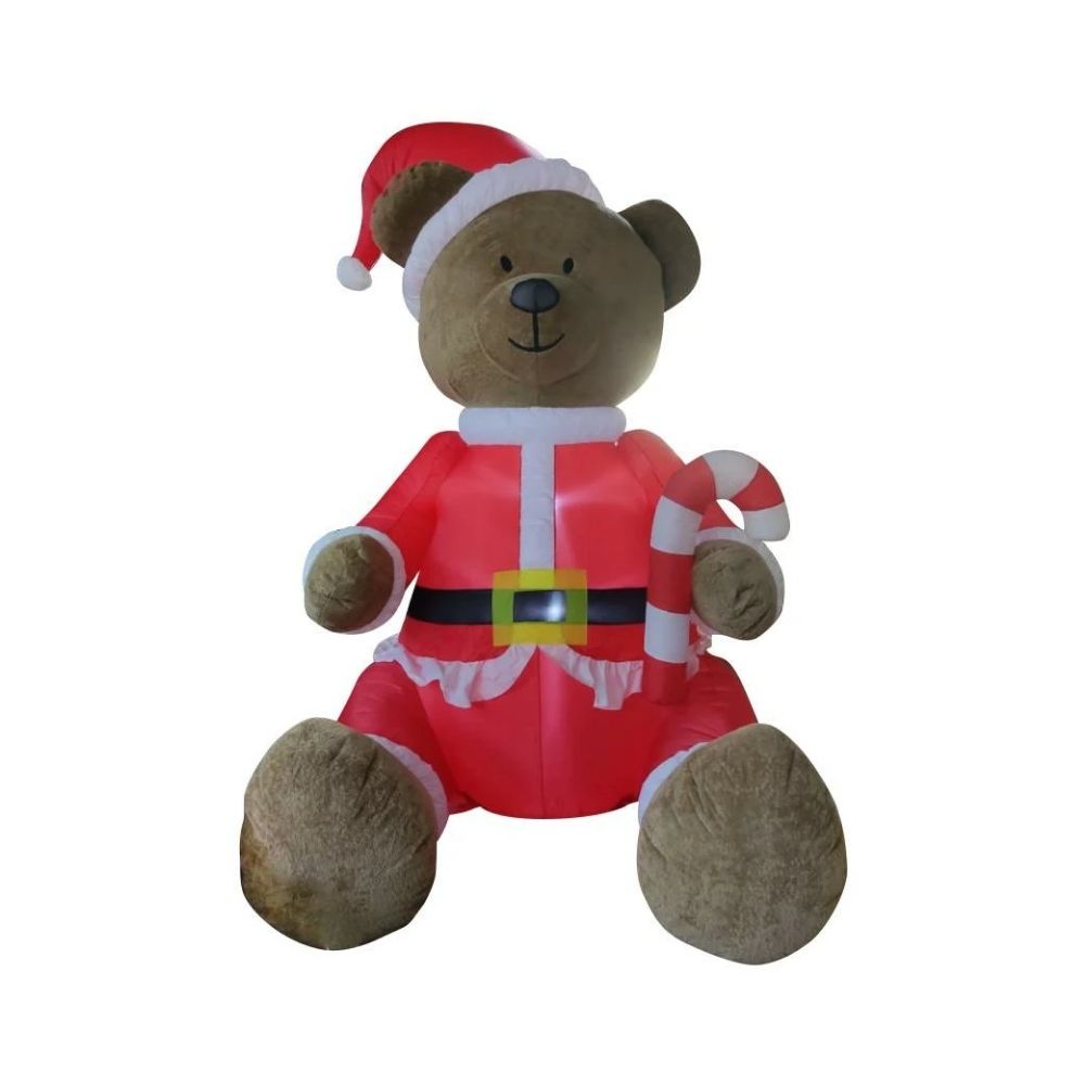 Jumbo Inflatable Plush Christmas Bear with White LED
