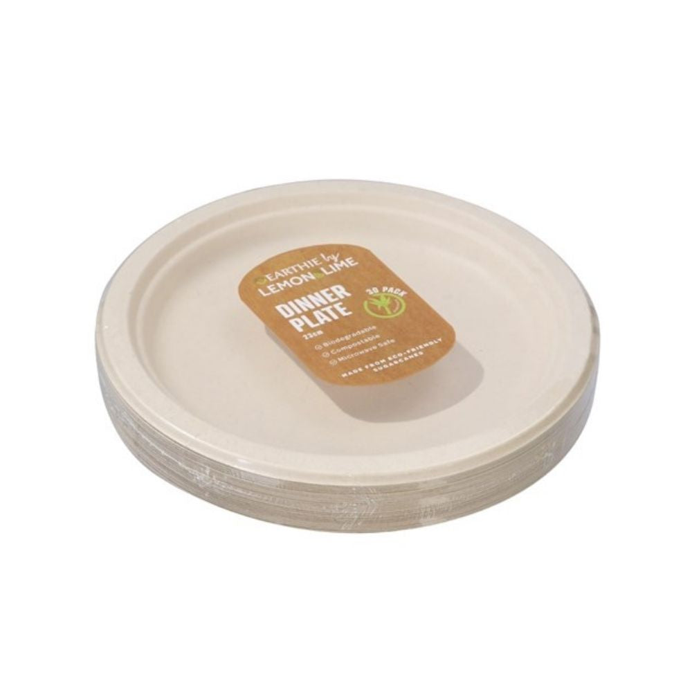 2 x Lemon & Lime ECO Sugarcane Dinner Plate Natural 30 Pack - 23cm