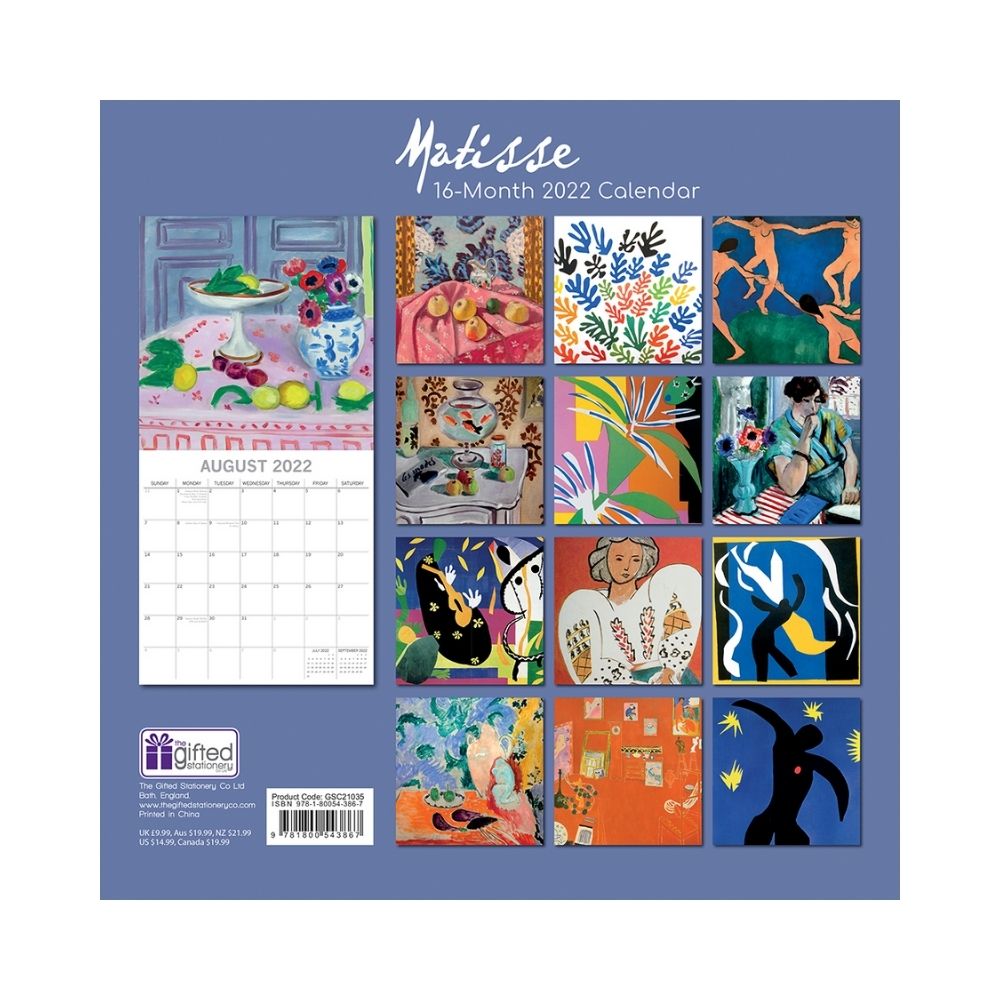 2022 Square Wall Calendar - Art