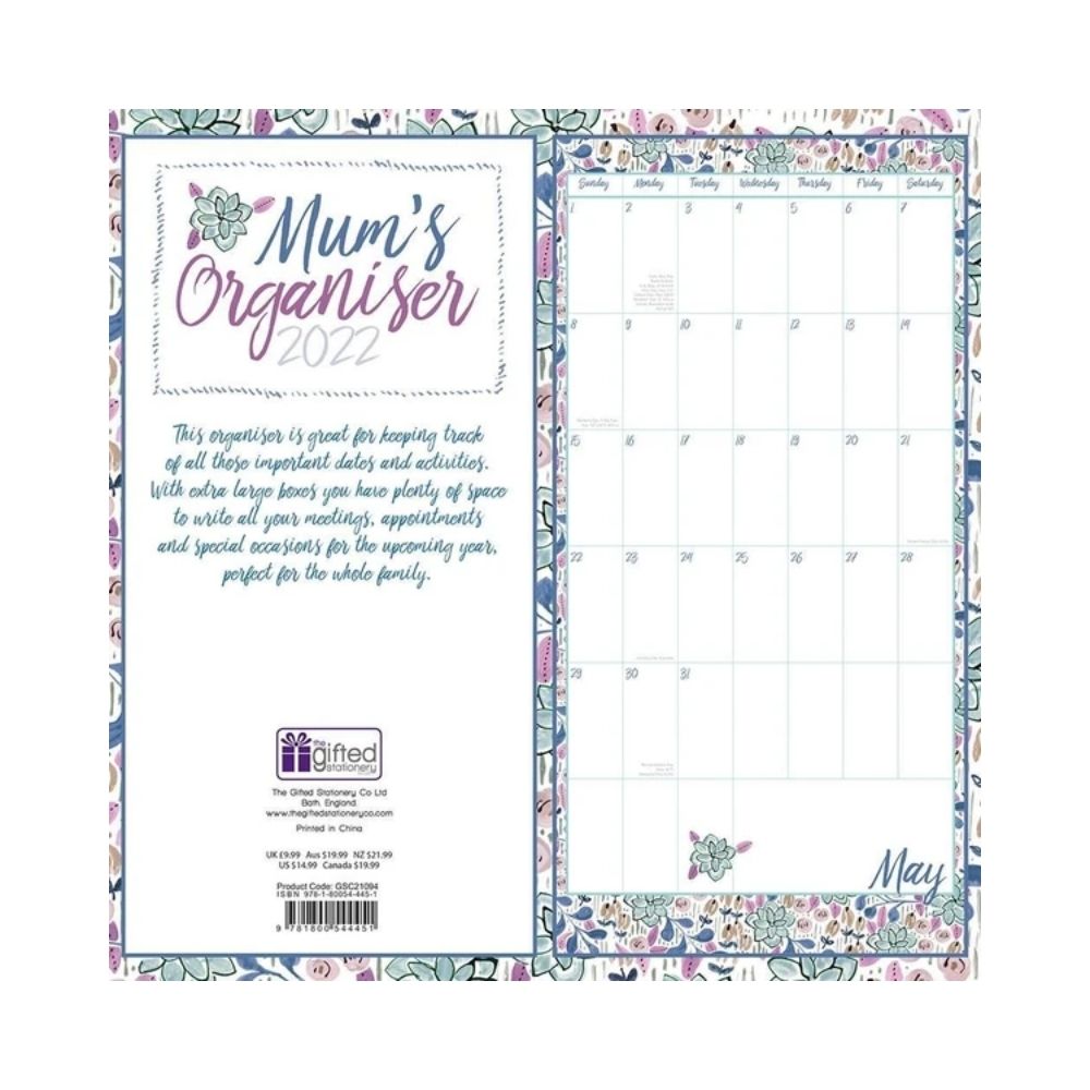 2022 Square Wall Calendar - Home Organiser