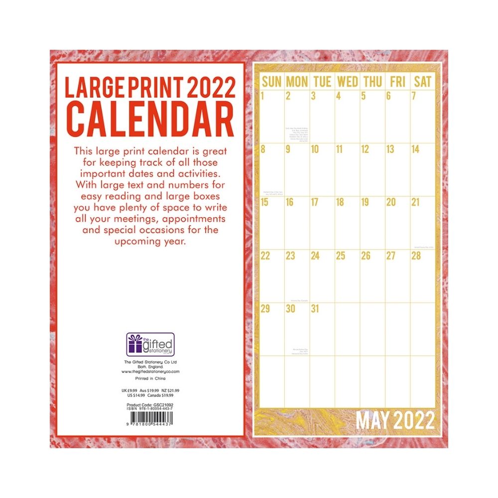 2022 Square Wall Calendar - Home Organiser