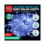 100 LED Lights Solar Fairy Lights 12 Metres - Cool White Lights