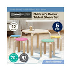 Home Master 5PCE Kids Wooden Table & Coloured Stools Set