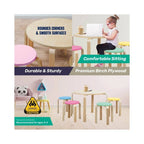 Home Master 5PCE Kids Wooden Table & Coloured Stools Set