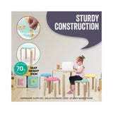 Home Master 5PCE Kids Wooden Table & Coloured Stools Set