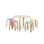 Home Master 5PCE Kids Wooden Table & Coloured Stools Set