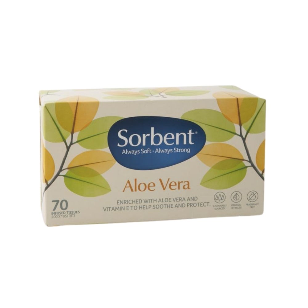 2 Pack x Sorbent Aloe Vera Infused Facial Tissues 70 Sheets