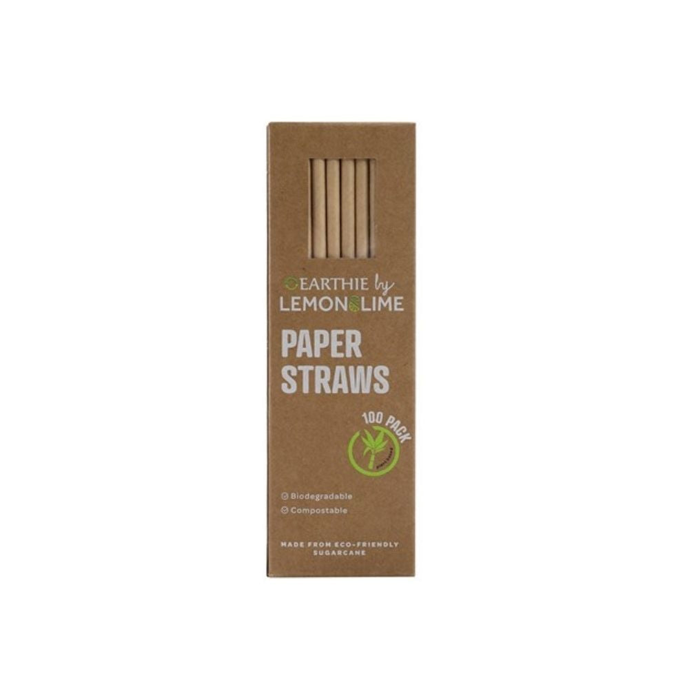 Earthie by Lemon Lime Eco Paper Straws 20cm - 100 Pack
