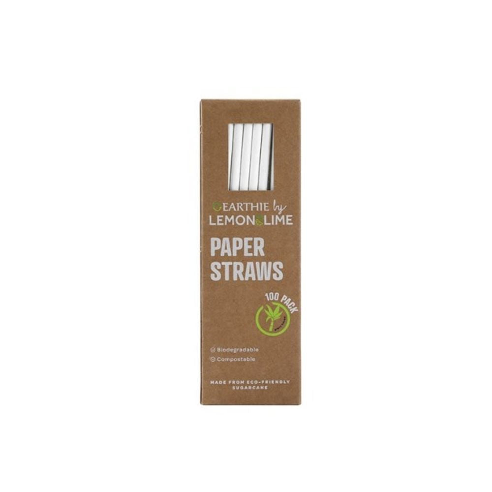 Earthie by Lemon Lime Eco Paper Straws 20cm - 100 Pack