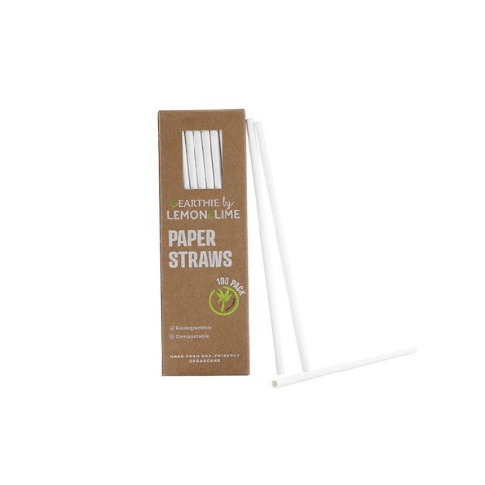 Earthie by Lemon Lime Eco Paper Straws 20cm - 100 Pack