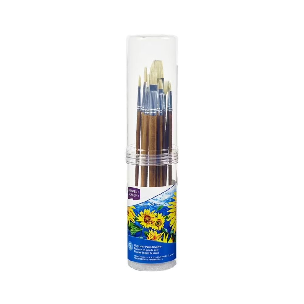 Derwent Academy Hog Hair Paintbrush 12 Pack