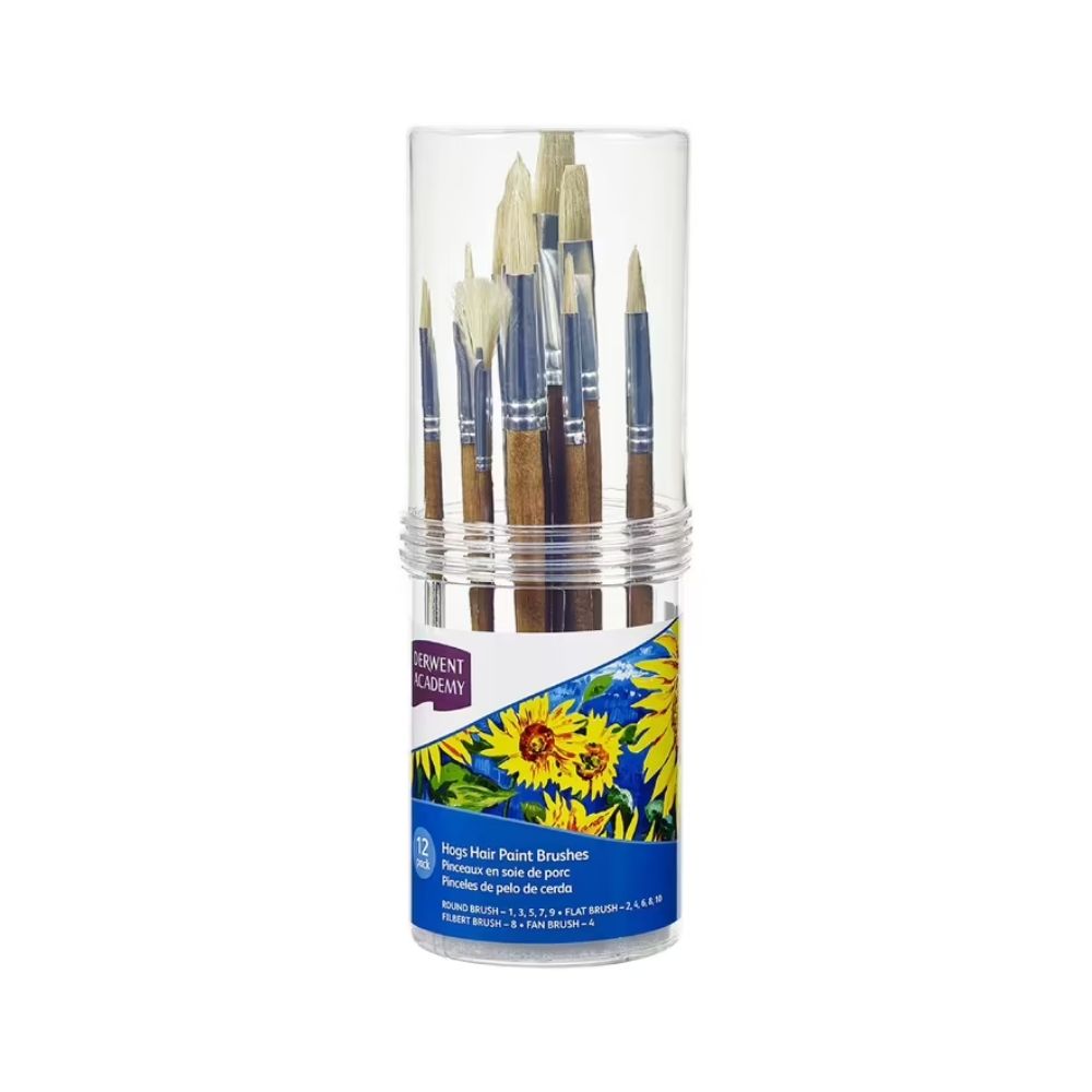 Derwent Academy Hog Hair Paintbrush 12 Pack