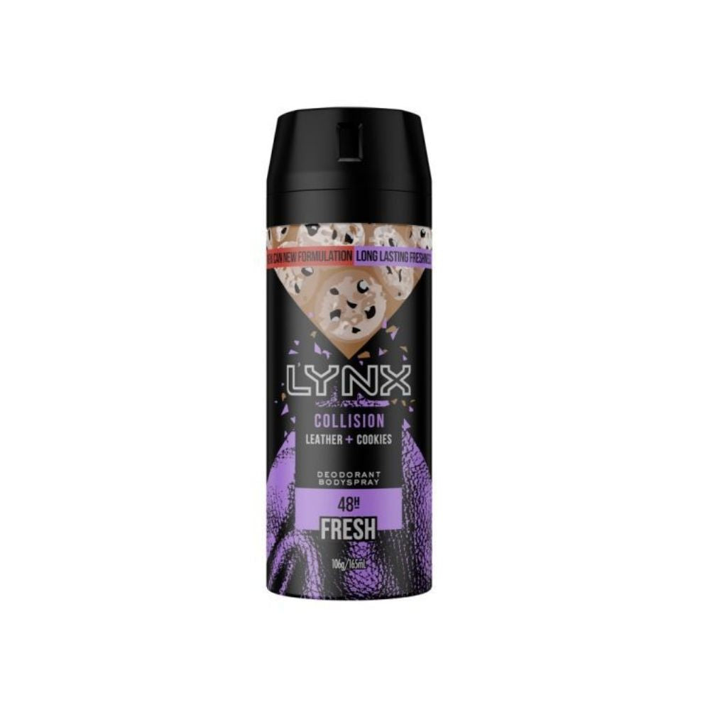6 Pack x Lynx Fresh Deodorant Body Spray - Collision Leather & Cookies - 106g/165mL
