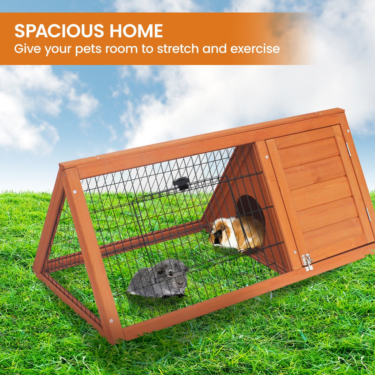 Little Buddies Wooden Triangle Rabbit Animal Hutch - 98cm