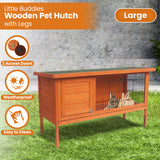 Little Buddies Wooden Pet Rabbit Hutch 2 Sections - Large