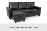 Sarantino Corner Sofa Lounge Couch with Chaise - Black