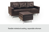 Sarantino Corner Sofa Couch with Chaise - Brown