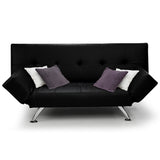 Sarantino 3 Seater Faux Leather Sofa Bed Lounge - Black