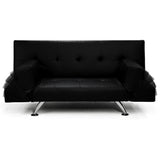 Sarantino 3 Seater Faux Leather Sofa Bed Lounge - Black