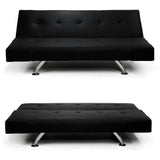 Sarantino 3 Seater Faux Leather Sofa Bed Lounge - Black