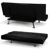 Sarantino 3 Seater Faux Leather Sofa Bed Lounge - Black