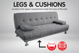 Sarantino 3 Seater Linen Sofa Bed Couch Lounge Futon - Light Grey