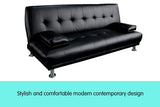 Sarantino 3 Seater Faux Leather Sofa Bed Couch Lounge Futon - Black