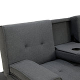 Sarantino Linen Fabric Sofa Bed Lounge Couch Futon - Dark Grey