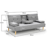 Sarantino Linen Fabric Sofa Bed Lounge - Light Grey