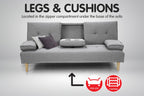 Sarantino Linen Fabric Sofa Bed Lounge - Light Grey