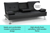 Sarantino Faux Leather Sofa Bed Lounge Furniture - Black