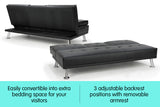 Sarantino Faux Leather Sofa Bed Lounge Furniture - Black