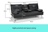 Sarantino Faux Leather Sofa Bed Lounge Furniture - Black