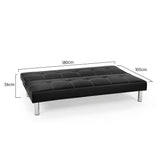 Sarantino 3 Seater Faux Leather Sofa Bed Couch - Black