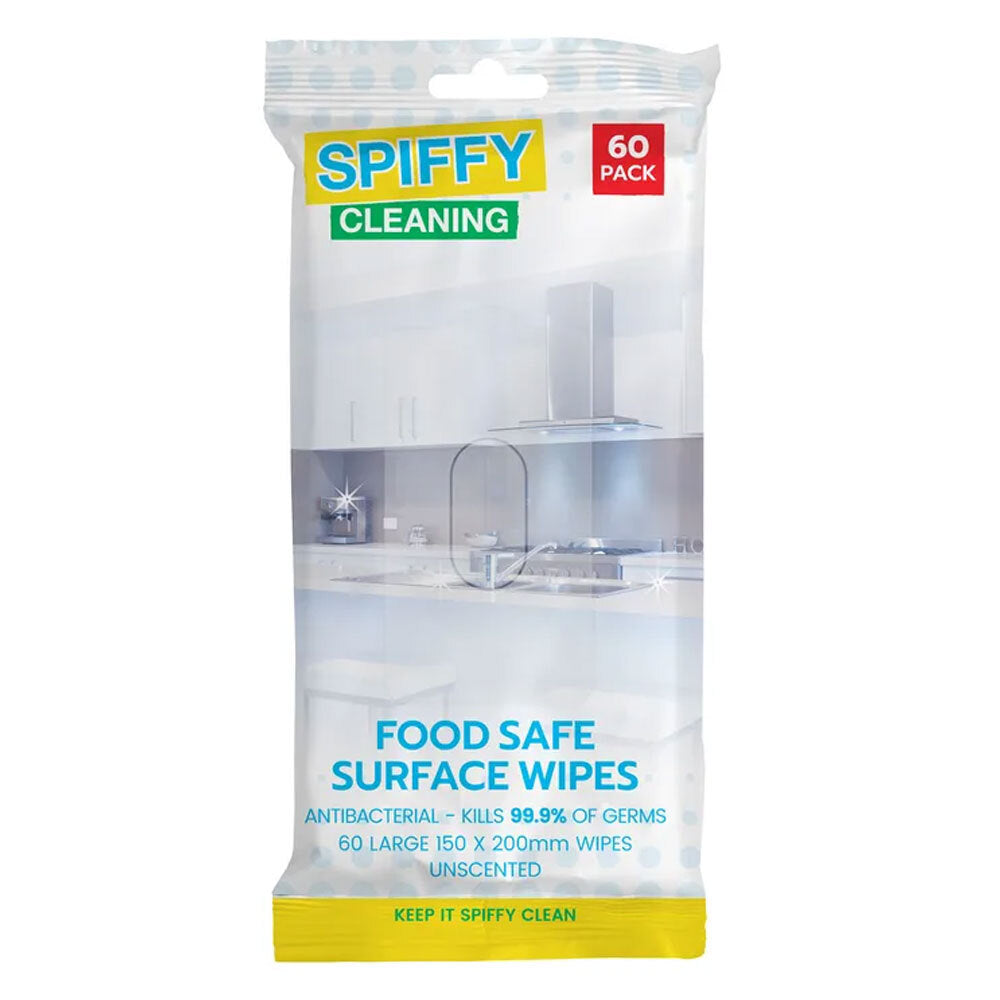 2 Pack x Spiffy Food Safe Surface Wipes 60pc
