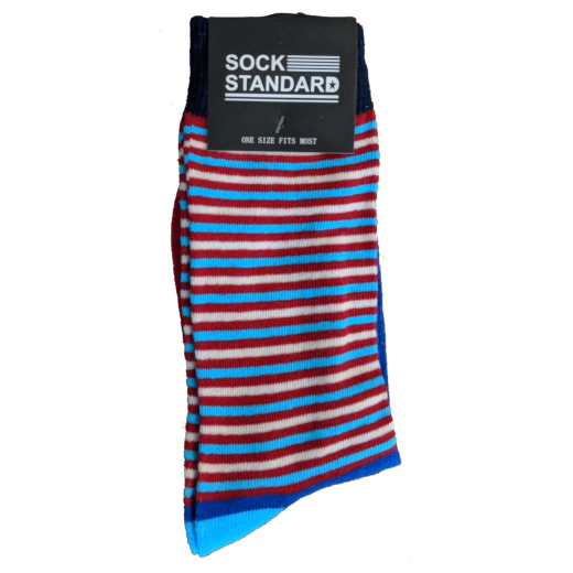 Sock Standard - Striped (Blue, Red & White)