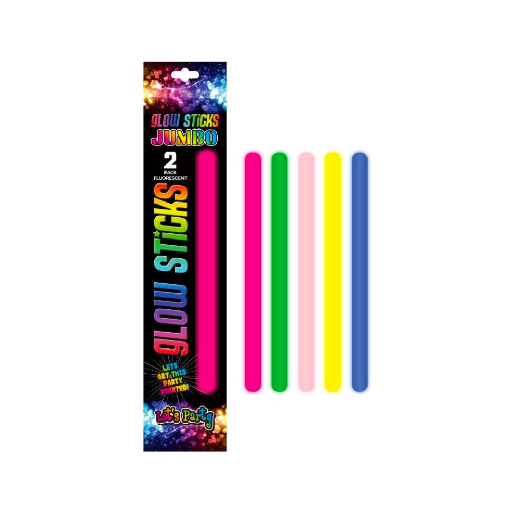 2 Pack x Jumbo Glow Sticks 2pc Assorted