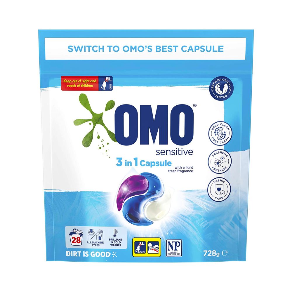 Omo Bio Sensitive OMO Sensitive 3 in 1 Laundry Capsules - 28 Pack - 728g – Smooth Sales