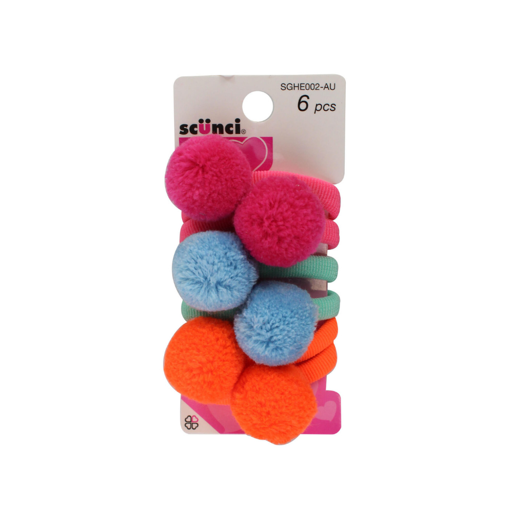 2 Pack x Scunci Pom Pom Hair Tie 6pc