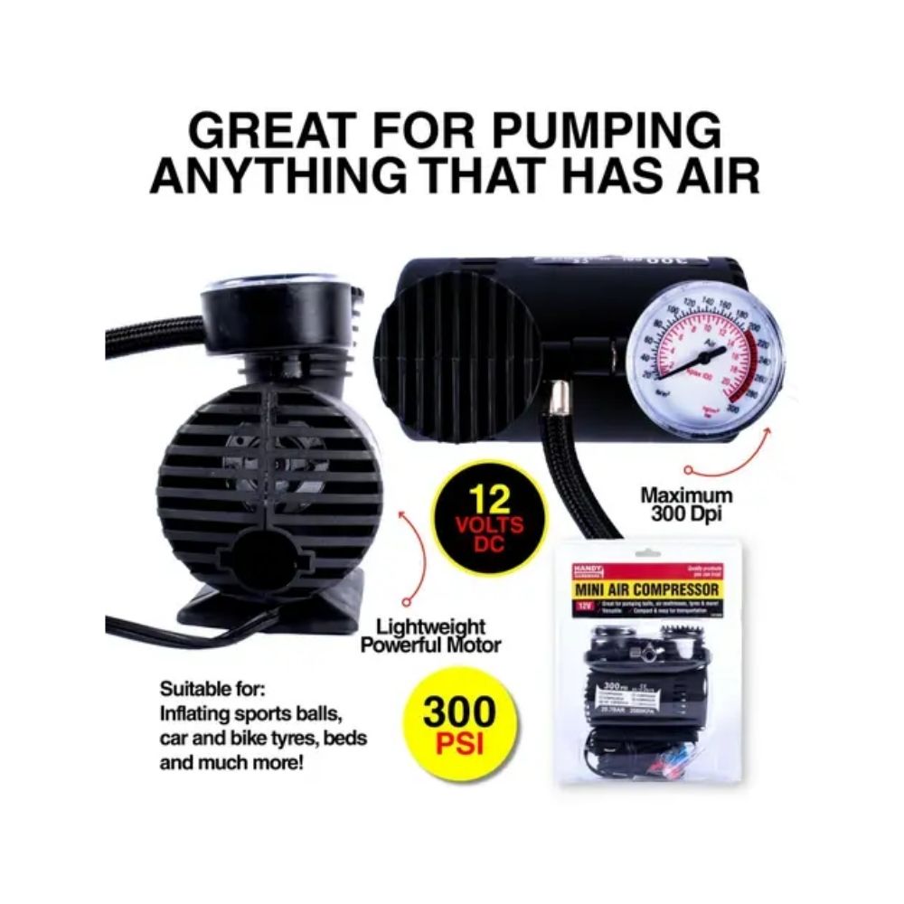 Handy Hardware 12V Mini Air Compressor - 300 PSI