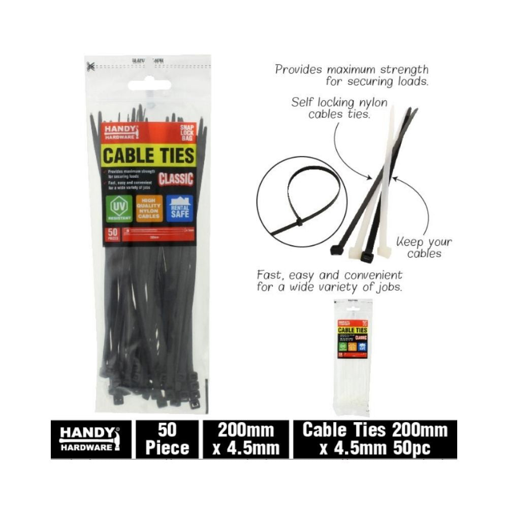 Cable Ties 4.5mm x 200mm - 50pcs