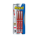 Bazic Royal Red Roller Ball Pen - 3 Pack