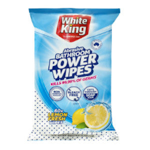 White King Bathroom Lemon Fresh Wipes 60ea