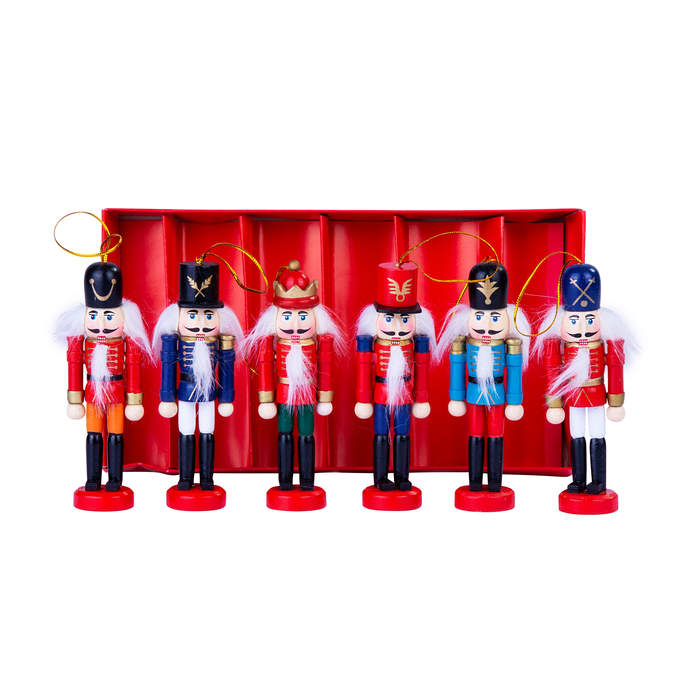 Hanging Christmas Ornament Nutcrackers 6pk